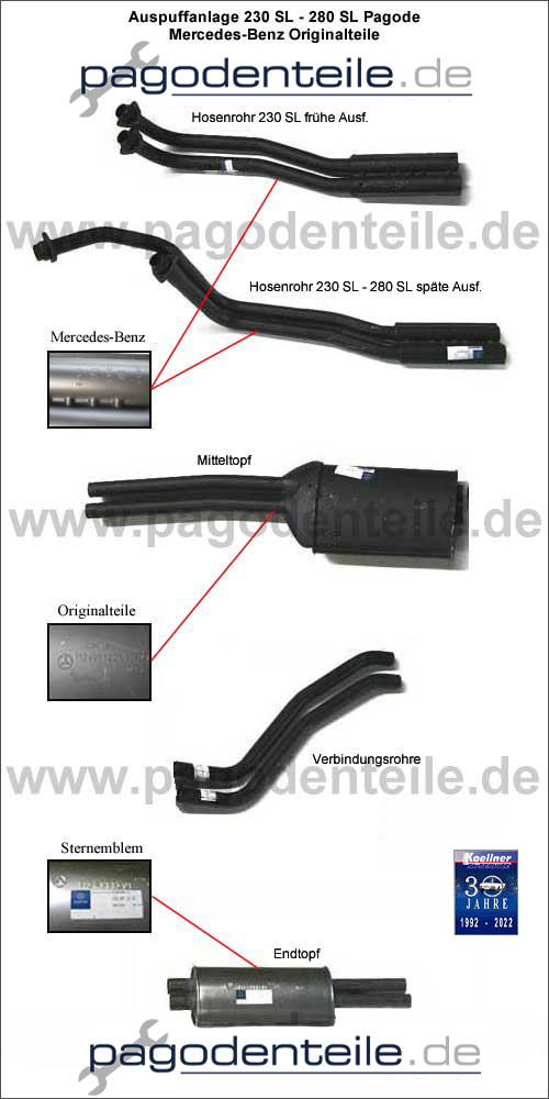 Auspuff Auspuffanlage Mercedes 230 SL - 280 SL Pagode